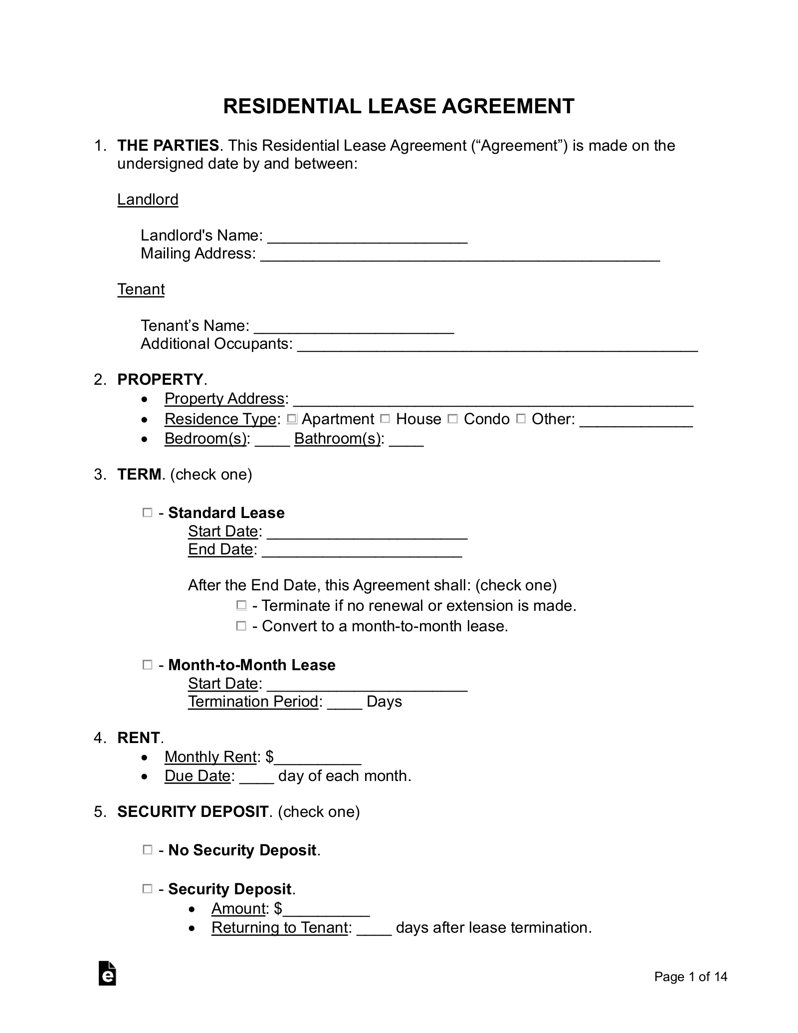 Free Rental / Lease Agreement Templates (15) - Pdf | Word – Eforms regarding Free Printable Ca Lease Agreement
