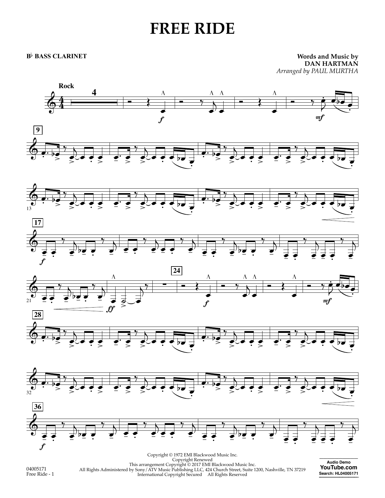 Free Ride - Bb Bass Clarinet Von Paul Murtha Noten Zum within FREE Printable Clarinet Sheet Music