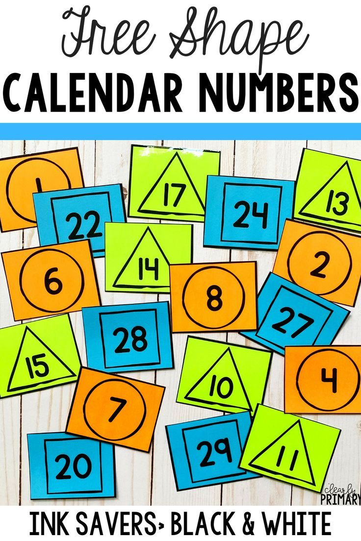 Free Shape Calendar Numbers | Patterns with Free Printable Calendar Numbers Preschool