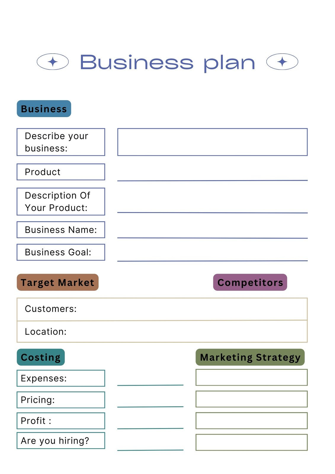Free Simple Business Plan Templates To Edit And Print | Canva with regard to Free Printable Business Plan Worksheet