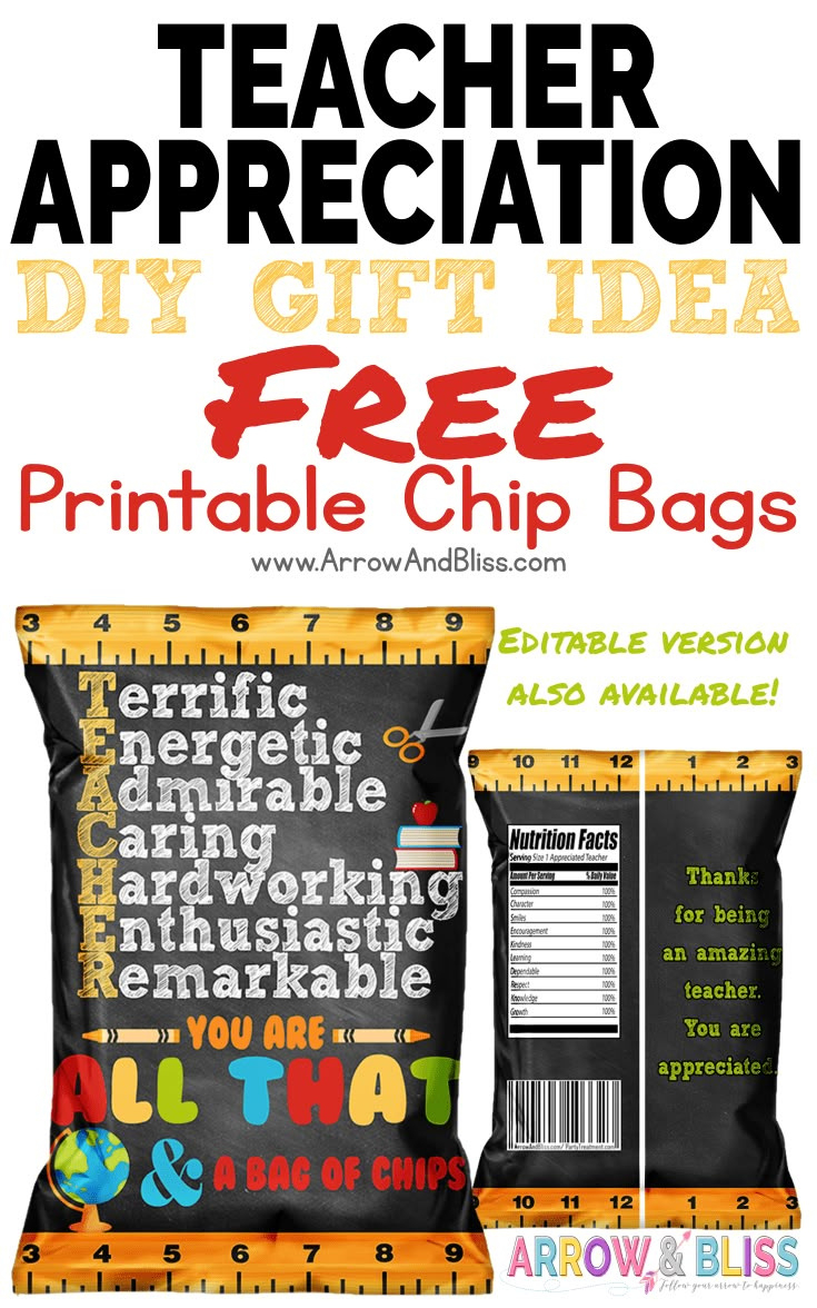 Free Teacher Appreciation Chip Bag Printable regarding FREE Printable Chips Teacher Appreciation