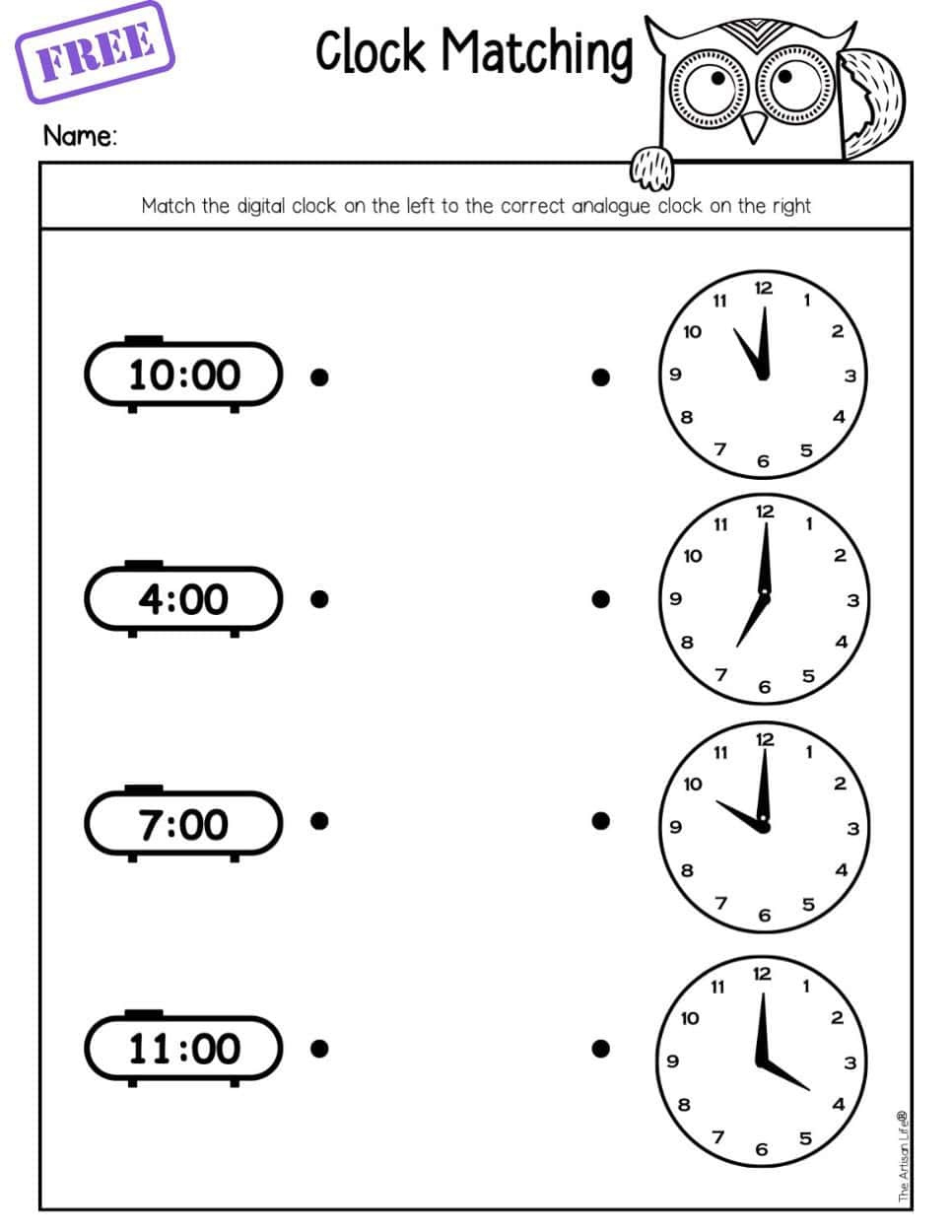 Free Telling Time First Grade Worksheets - The Artisan Life throughout FREE Printable Clock Worksheets For Kindergarten