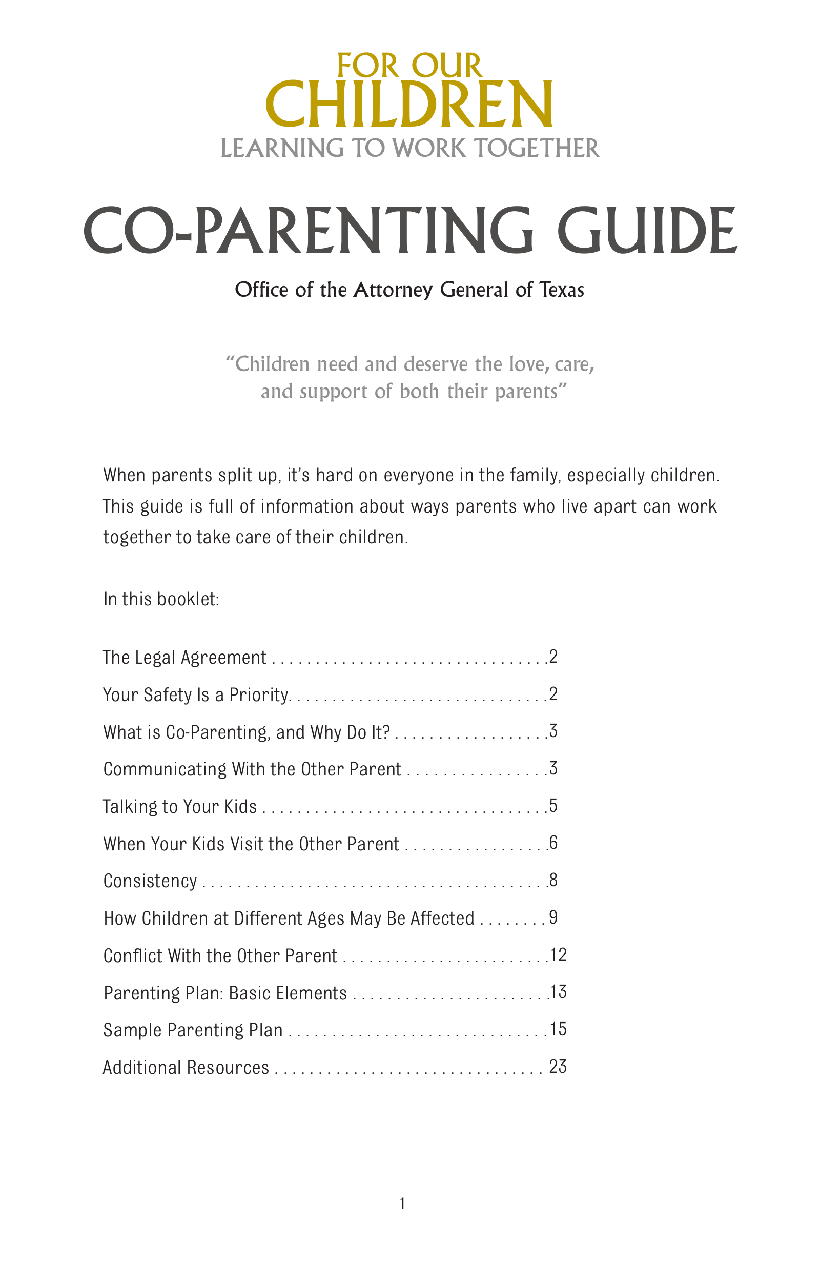 Free Texas Custody (Parenting) Plan - Pdf – Eforms intended for Free Printable Child Custody Forms Texas