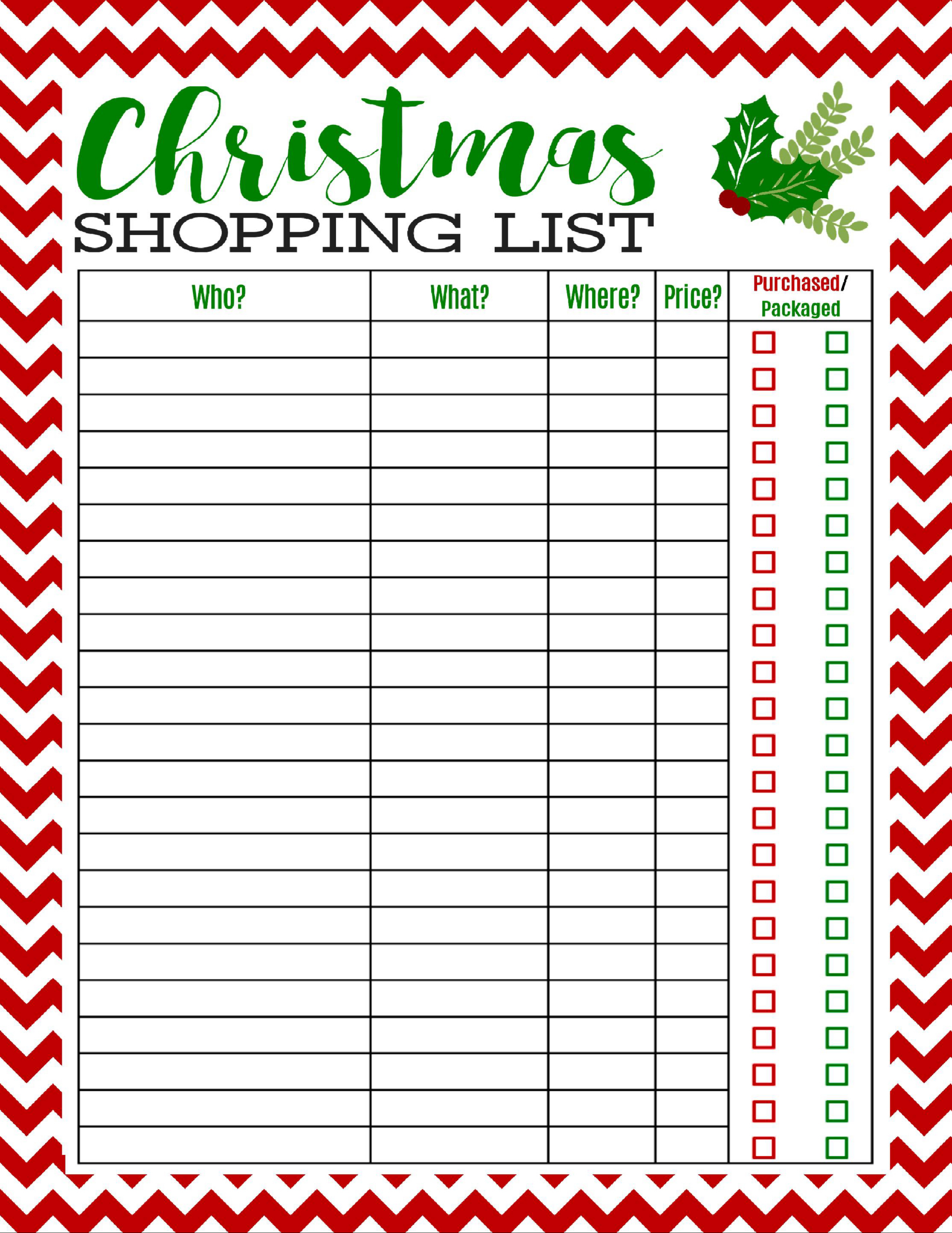 Freebie Printable Christmas Shopping List - Mom 4 Real inside Free Printable Christmas Shopping List Template