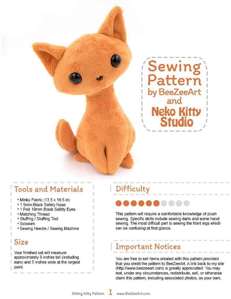 From Cute And Cuddly To Realistic: The Best Stuffed Cat Sewing regarding Free Printable Cat Sewing Patterns