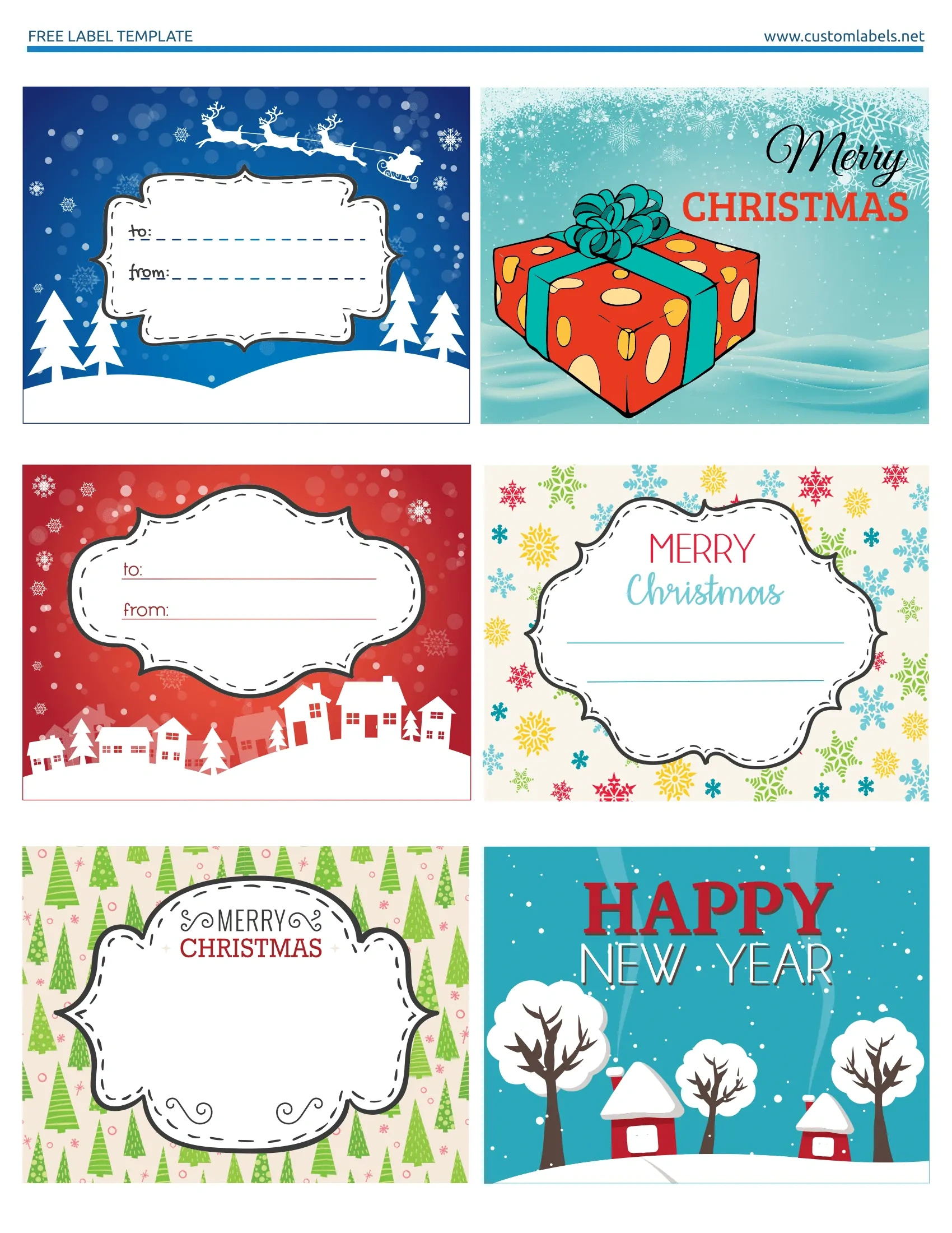 Fun And Colorful Christmas Labels - Free Printables throughout Free Printable Christmas Labels Templates