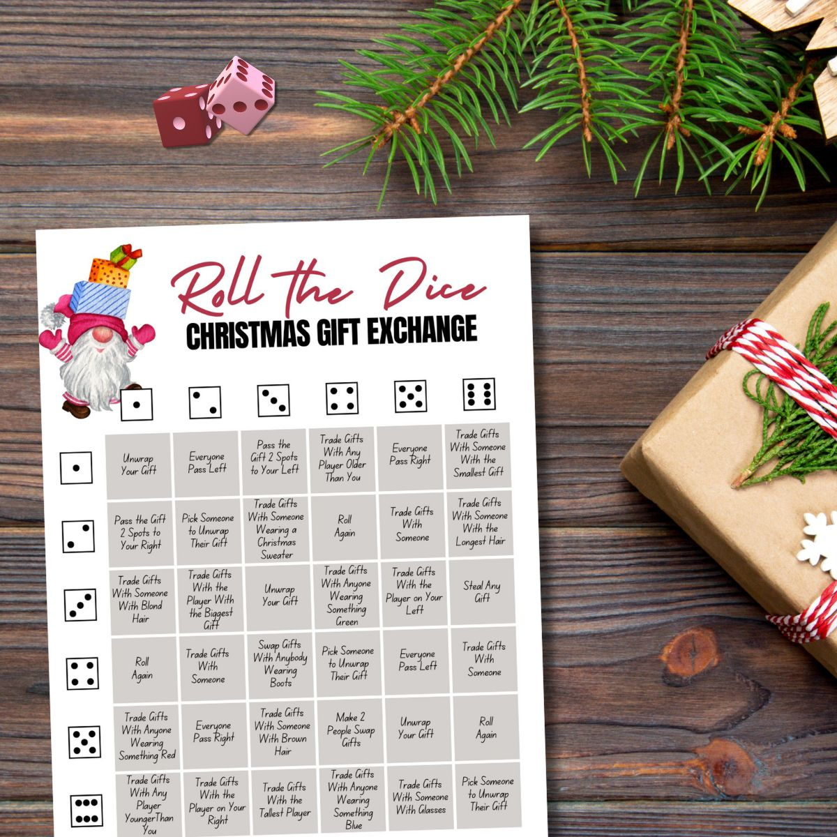 Fun Christmas Gift Exchange Dice Game (Free Printable!) - Leap Of throughout FREE Printable Christmas Gift Exchange Dice Game