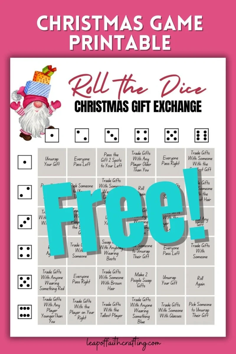 Fun Christmas Gift Exchange Dice Game (Free Printable!) - Leap Of with Free Printable Christmas Dice Games