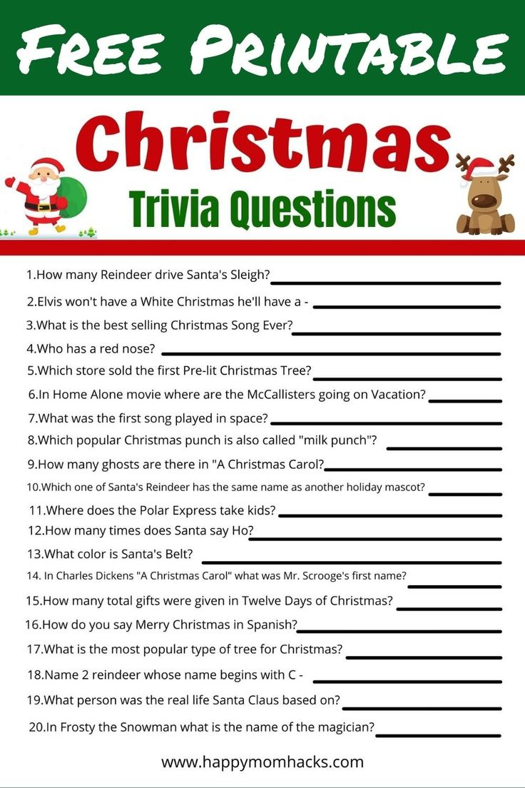 Fun Family Christmas Quiz Questions &amp;amp; Answers -Free Printable for FREE Printable Christmas Quizzes with Answers