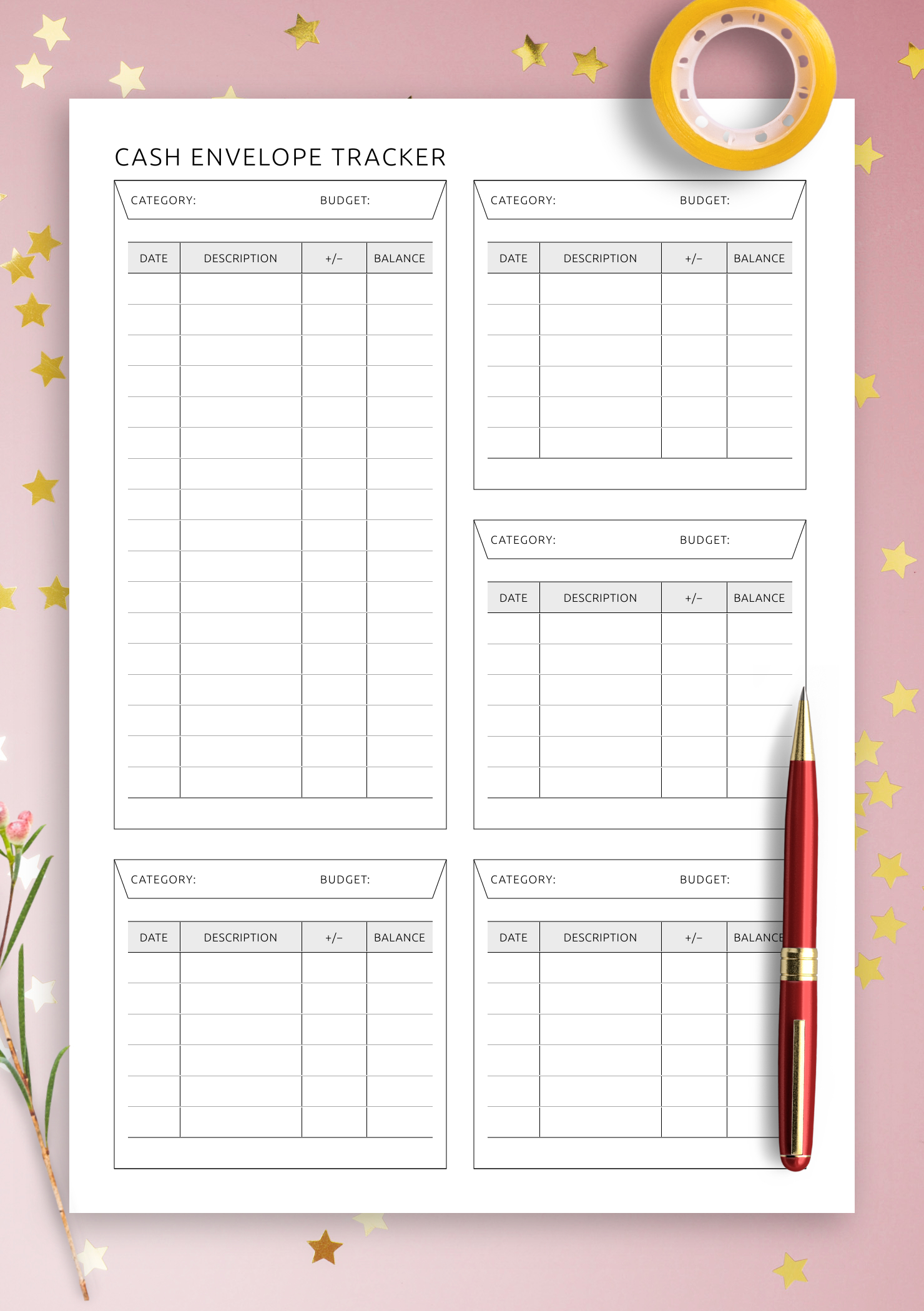 Get Cash Envelope Tracker Pdf - Printable Or Digital Template For with regard to Free Printable Cash Envelope Tracker