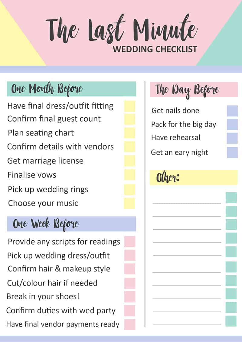 Grab This Free Printable Last Minute Wedding Checklist | Bespoke regarding Free Printable Checklist For Wedding
