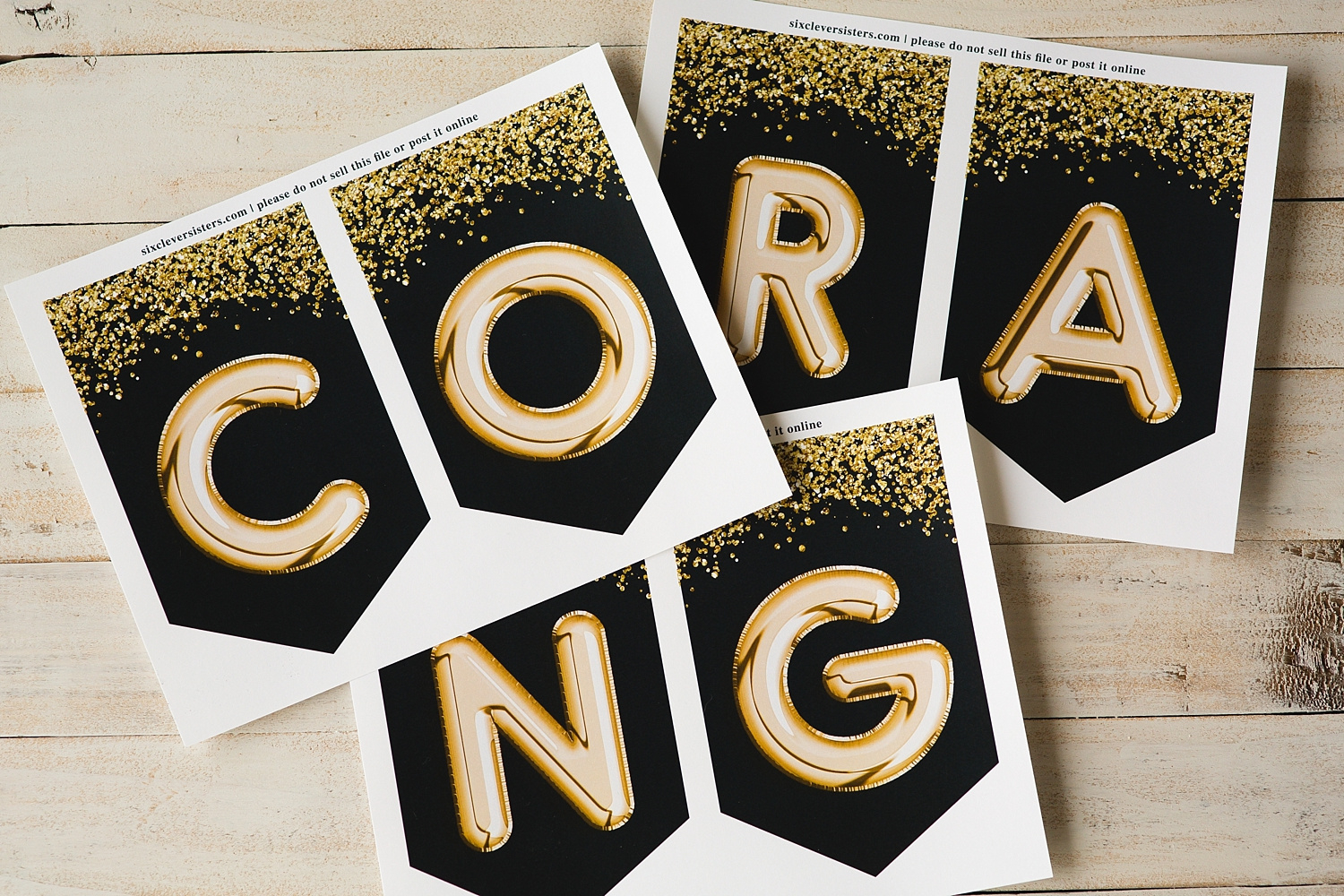 Graduation Banner, Black And Gold - Free Printable - Six Clever pertaining to Free Printable Congratulations Banner Template