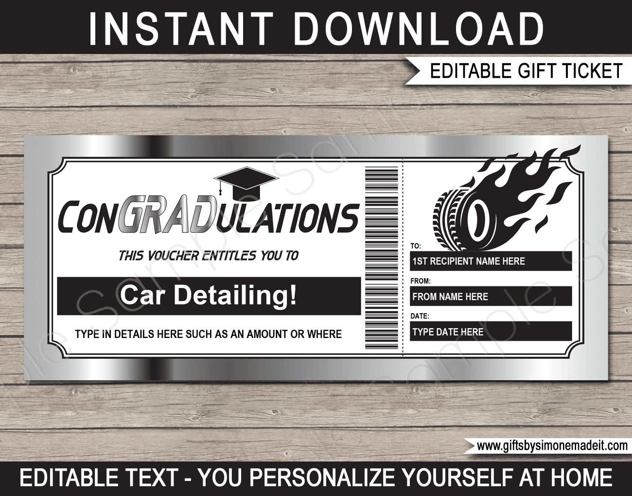 Graduation Car Detailing Gift Voucher - Silver throughout FREE Printable Car Wash Gift Certificate Template