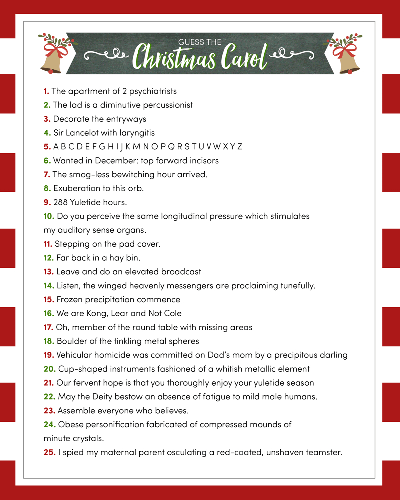 Guess The Christmas Carole Game {Free Printable} | Lil&amp;#039; Luna in FREE Printable Christmas Carol Games
