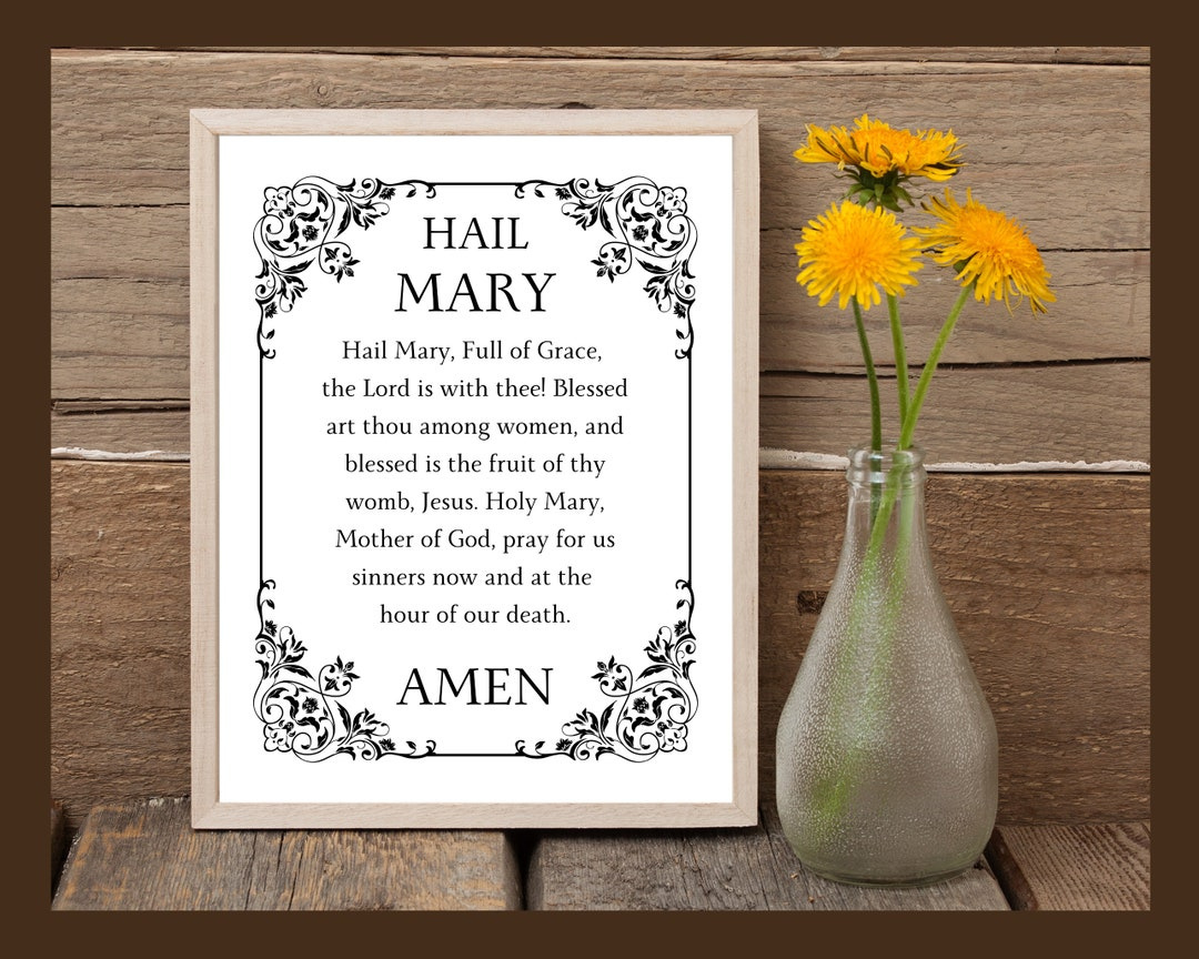 Hail Mary Prayer, Instant Download, Hail Mary Full Of Grace regarding FREE Printable Catholic Hail Mary Prayer