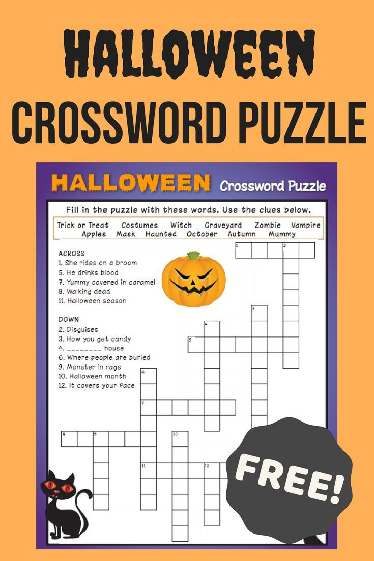 Halloween Crossword Puzzle #3 | Worksheet | Education in FREE Printable Crossword Puzzle #3
