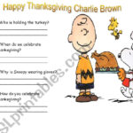 Happy Thanksgiving Charlie Brown - Esl Worksheethschneider throughout FREE Printable Charlie Brown Thanksgiving Worksheet