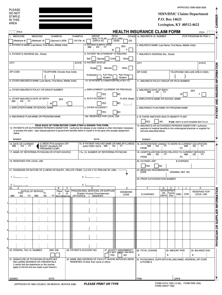 Hcfa 1500 Form Printable: Fill Out &amp;amp; Sign Online | Dochub throughout Free Printable Cms 1500 Form