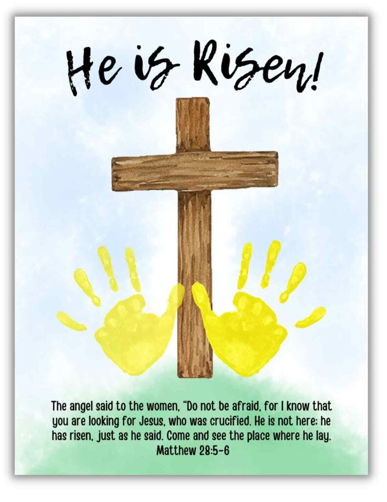 He Is Risen! Easter Handprint Art (Free Printable) - Mindymakes pertaining to Free Printable Christian Easter Crafts For Preschoolers