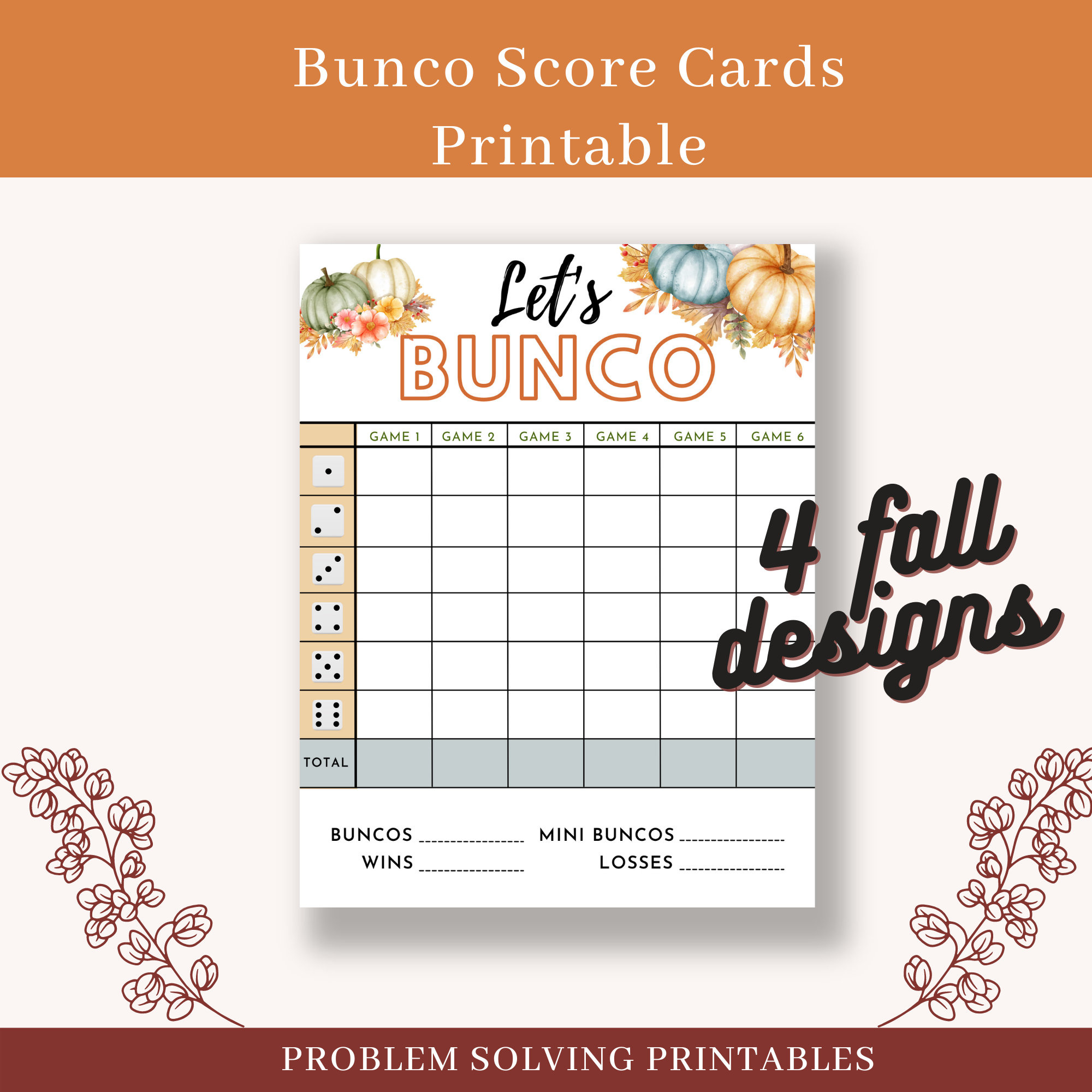 Herbst Themen Bunco Score Card Sheets Pad Printables Herbst Bunko intended for FREE Printable Bunco Score Sheets Fall