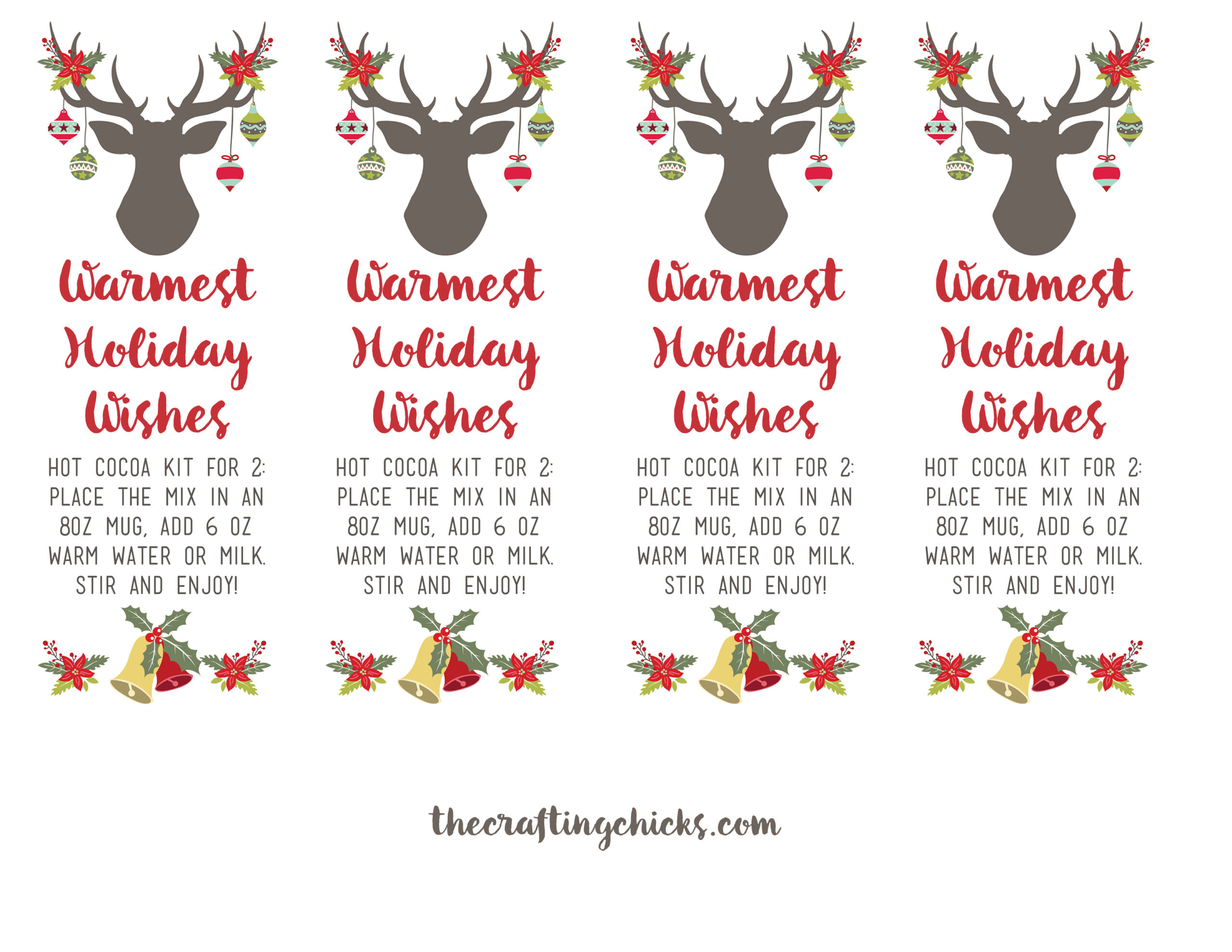 Hot Cocoa Gift Tags Printable Labels Free within FREE Printable Christmas Hot Chocolate Labels