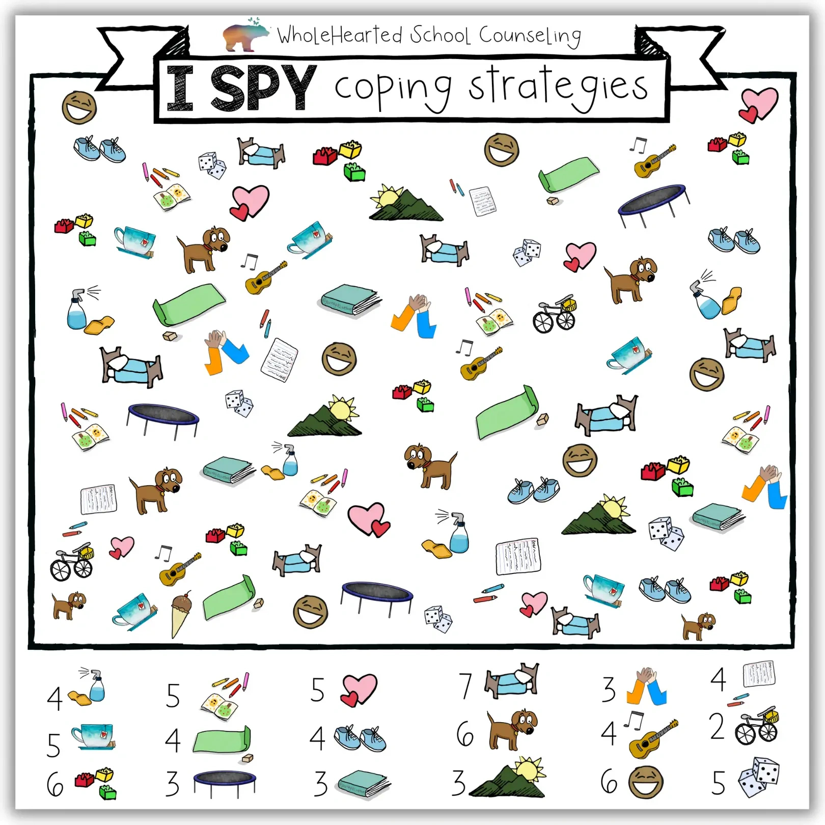 I Spy Coping Skills Poster - Wholehearted School Counseling in FREE Printable Coping Skills Games