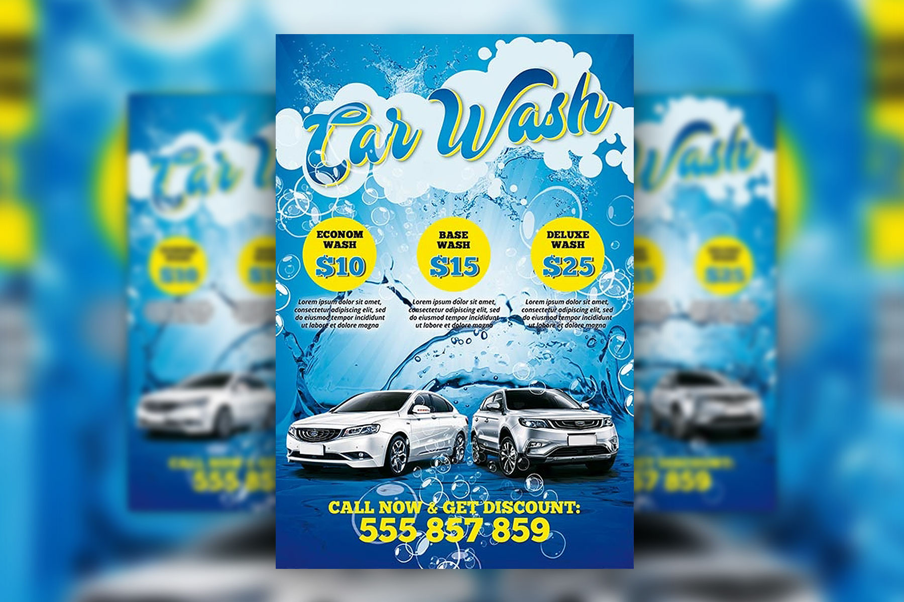 Illustrated Car Wash Colorful Poster Template Free Download inside Free Printable Car Wash Flyers