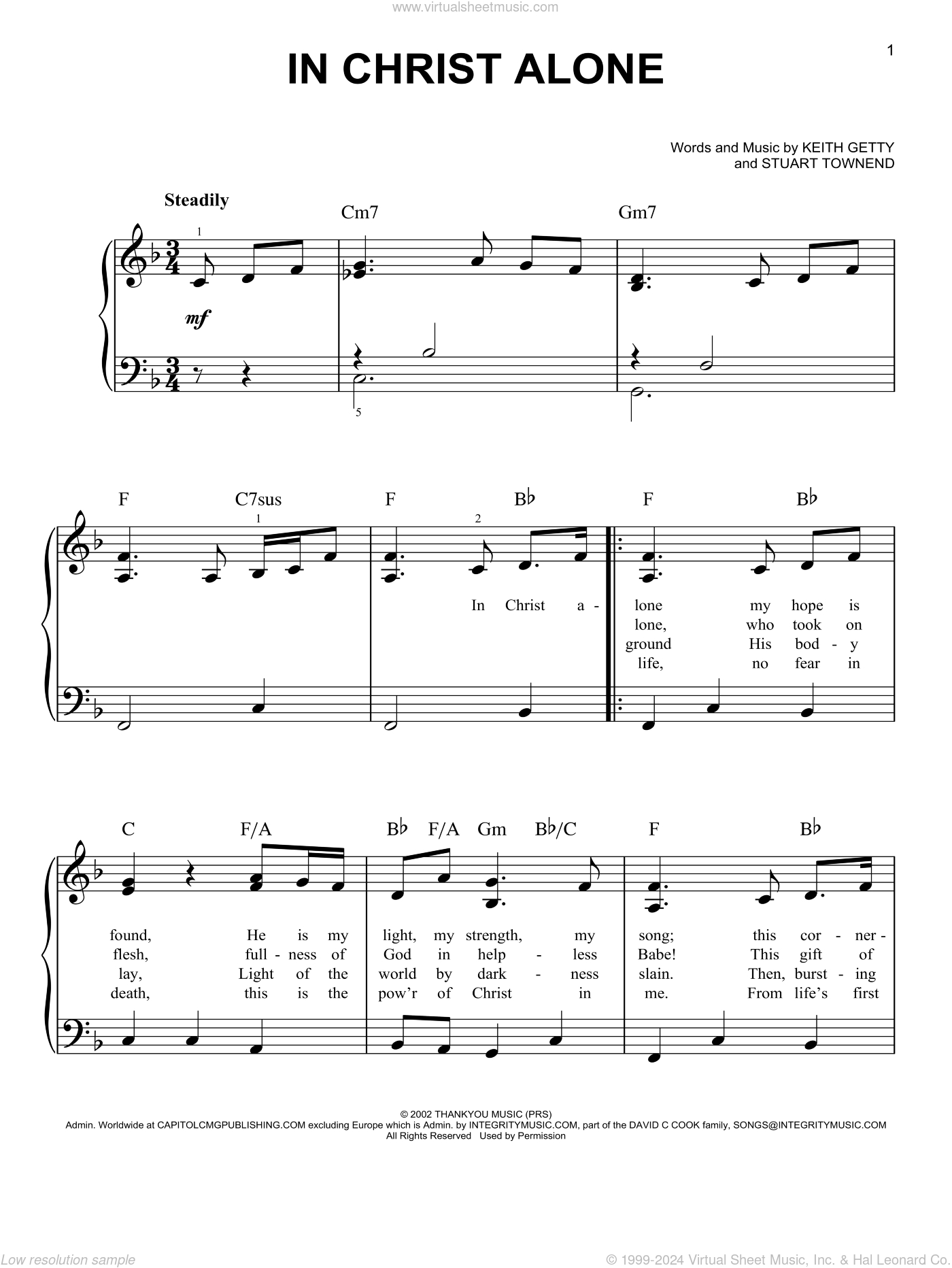 In Christ Alone, (Easy) Sheet Music For Piano Solo (Pdf) throughout FREE Printable Christian Sheet Music For Piano