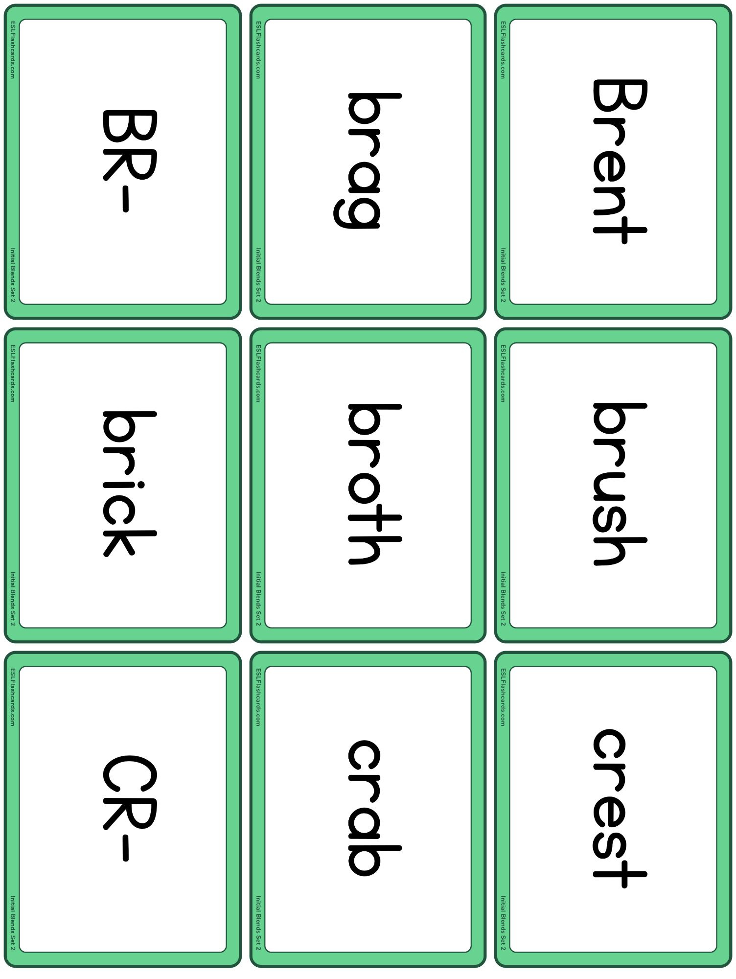 Initial Consonant Blends – Esl Flashcards throughout Free Printable Consonant Blends Flashcards