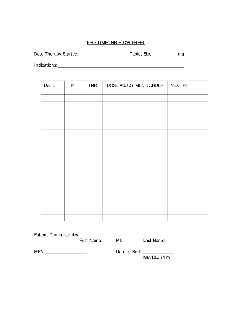 Inr Flow Sheet: Fill Out &amp;amp; Sign Online | Dochub pertaining to FREE Printable Coumadin Flow Sheet