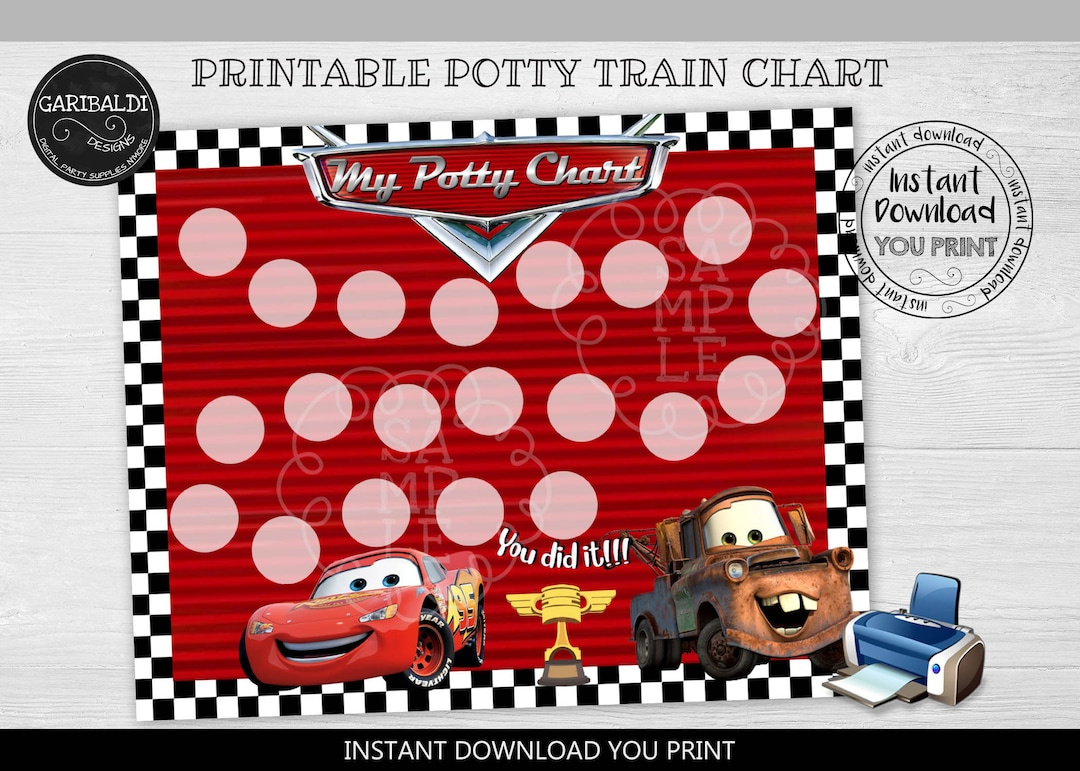 Instant Download Potty Training Chart Printable Race Cars Potty Train Chart Race Cars Reward Chart Race Cars Daily Routine Reward Chart Rw - Etsy.de within FREE Printable Cars Potty Training Chart