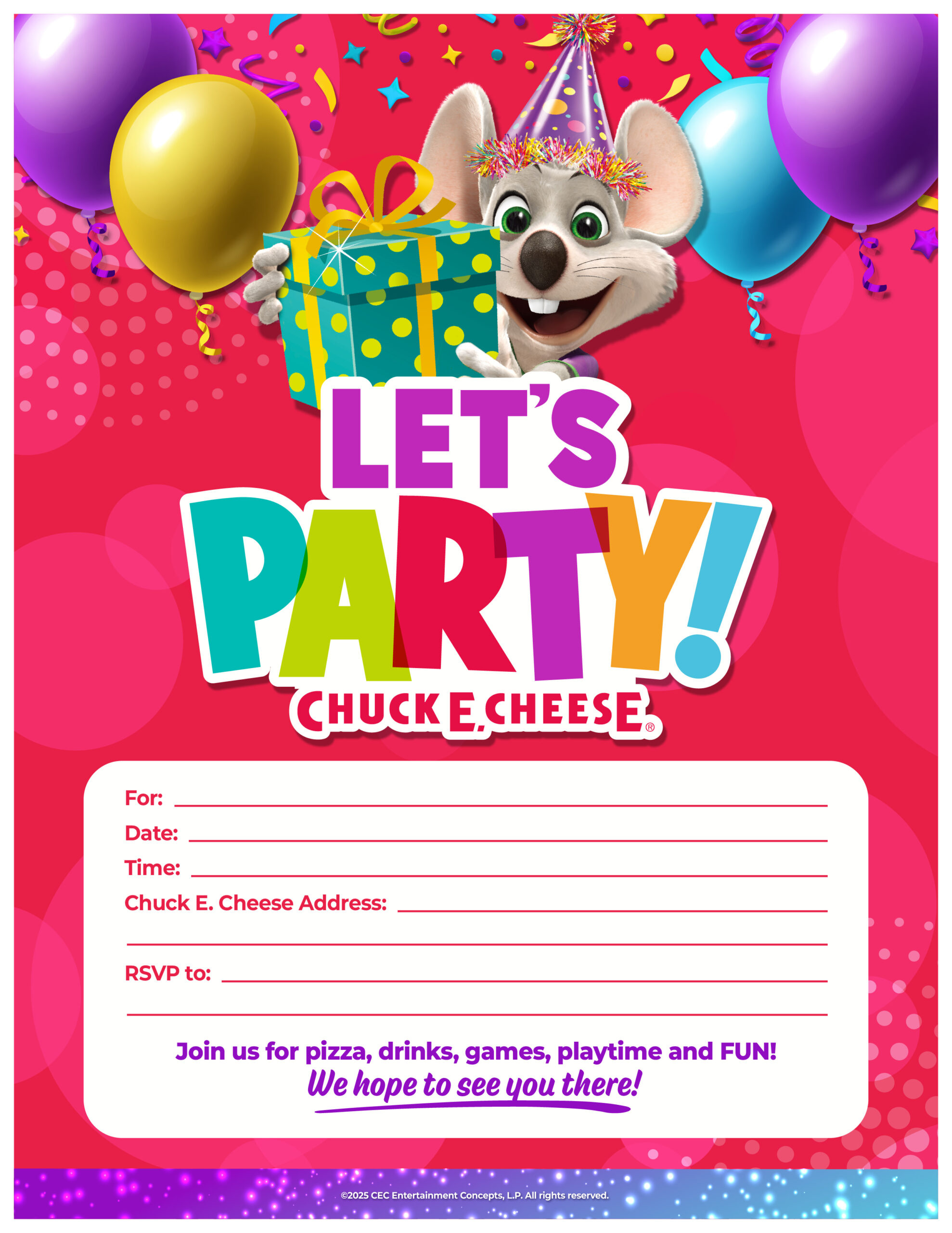 Invitations | Chuck E. Cheese within Free Printable Chuck E Cheese Invitations