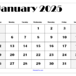 January 2025 Calendar Printable Pdf Template With Holidays in FREE Printable Calendar 2025 January