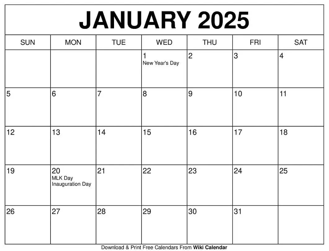 January 2025 Calendar - Printable Templates &amp;amp; More inside FREE Printable Calendars January 2025
