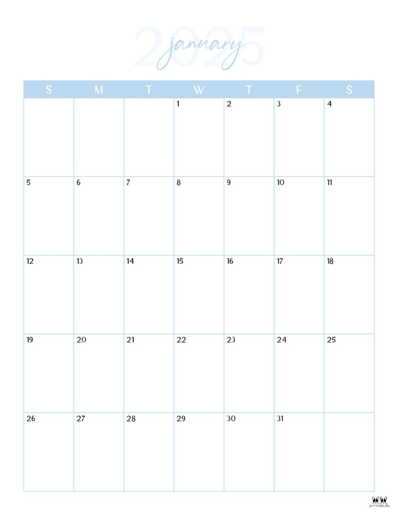 January 2025 Calendars - 107 Free Printables | Printabulls within Free Printable Calendar Jan 2025
