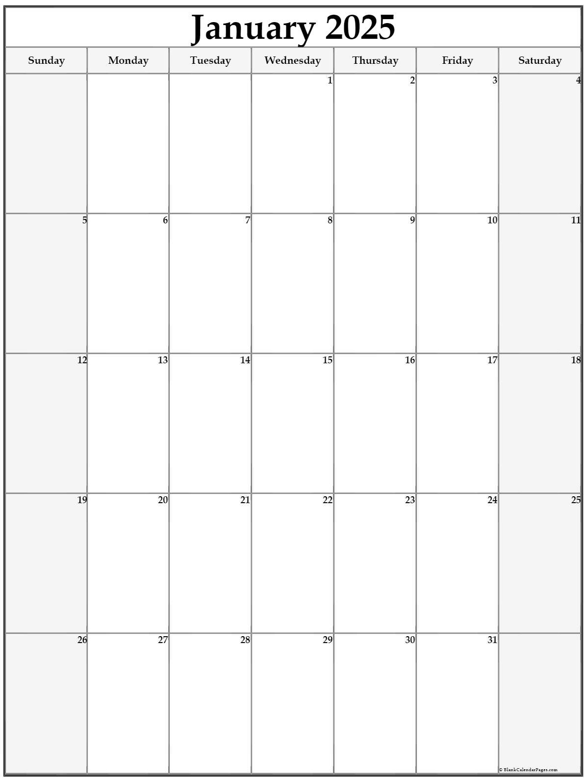 January 2025 Vertical Calendar | Portrait in FREE Printable Calendar 2025 Portrait