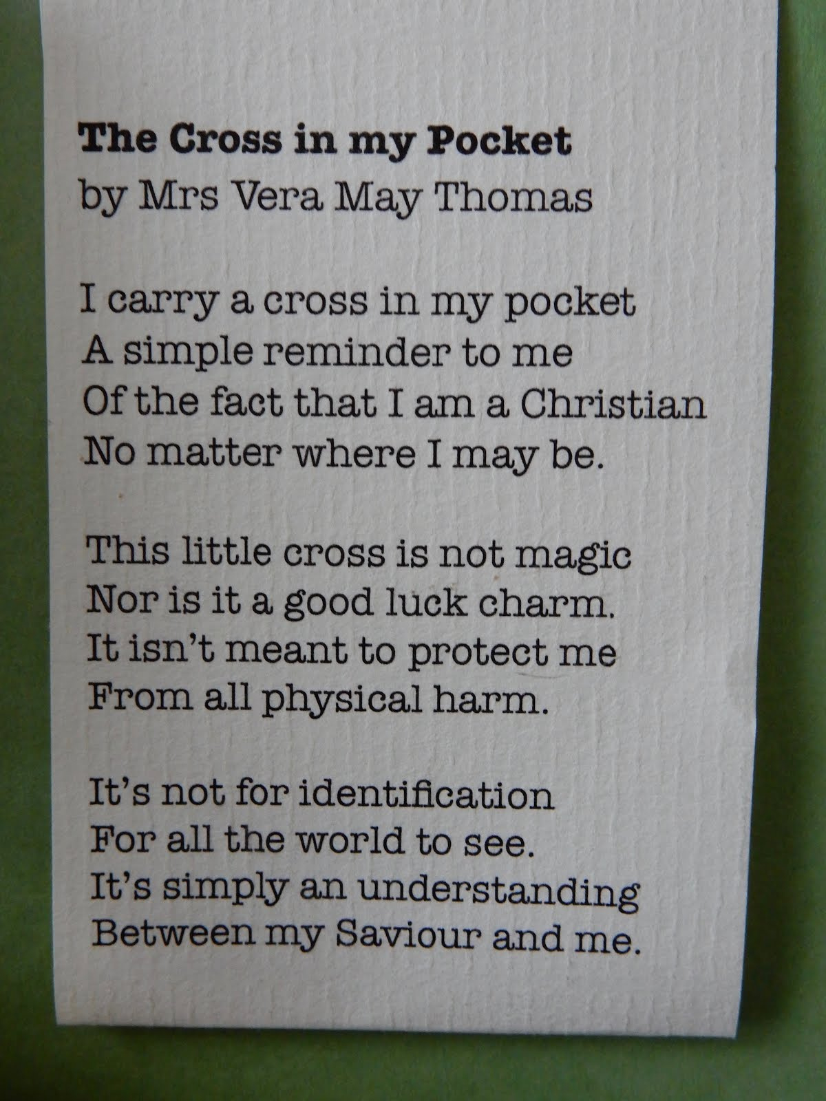 Jozart: The Cross In My Pocket &amp;amp; Instructions in FREE Printable Cross In My Pocket Poem