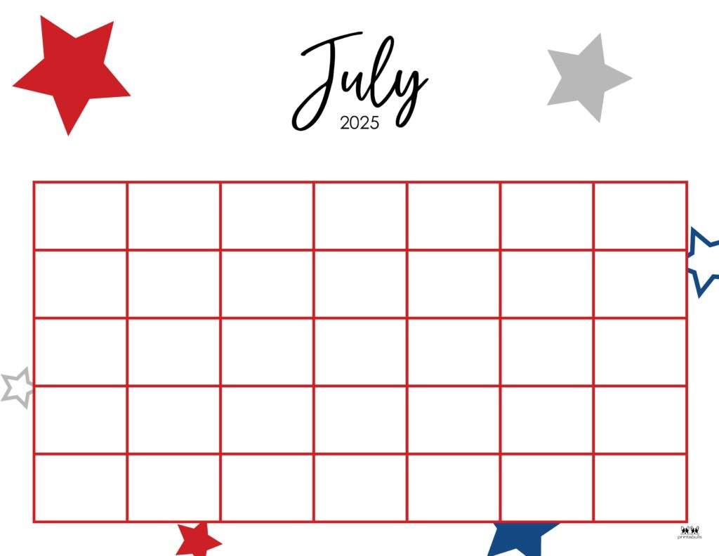 July 2025 Calendars - 107 Free Printables | Printabulls intended for FREE Printable Calendar July 2025
