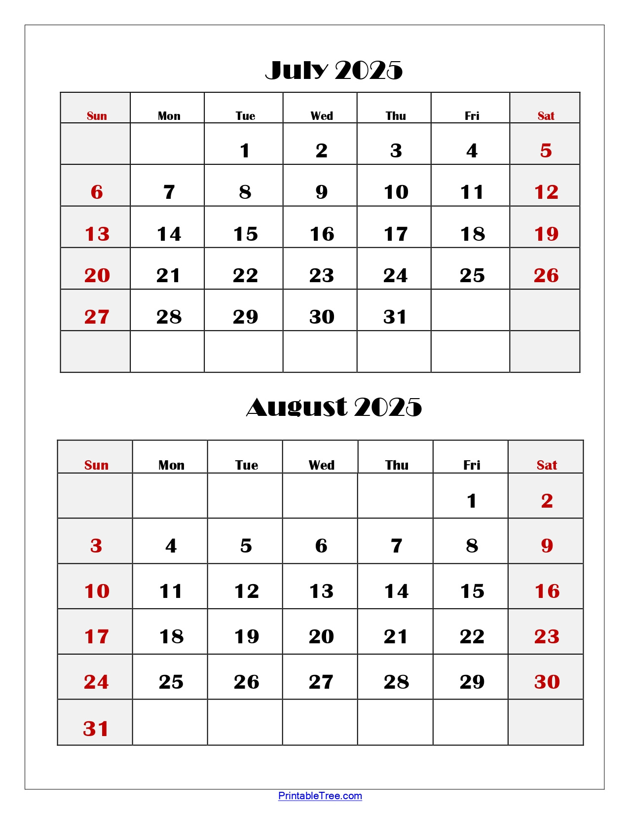 July And August 2025 Calendar Printable Pdf | Two Months Calendar inside Free Printable Calendar August 2025 To July 2025