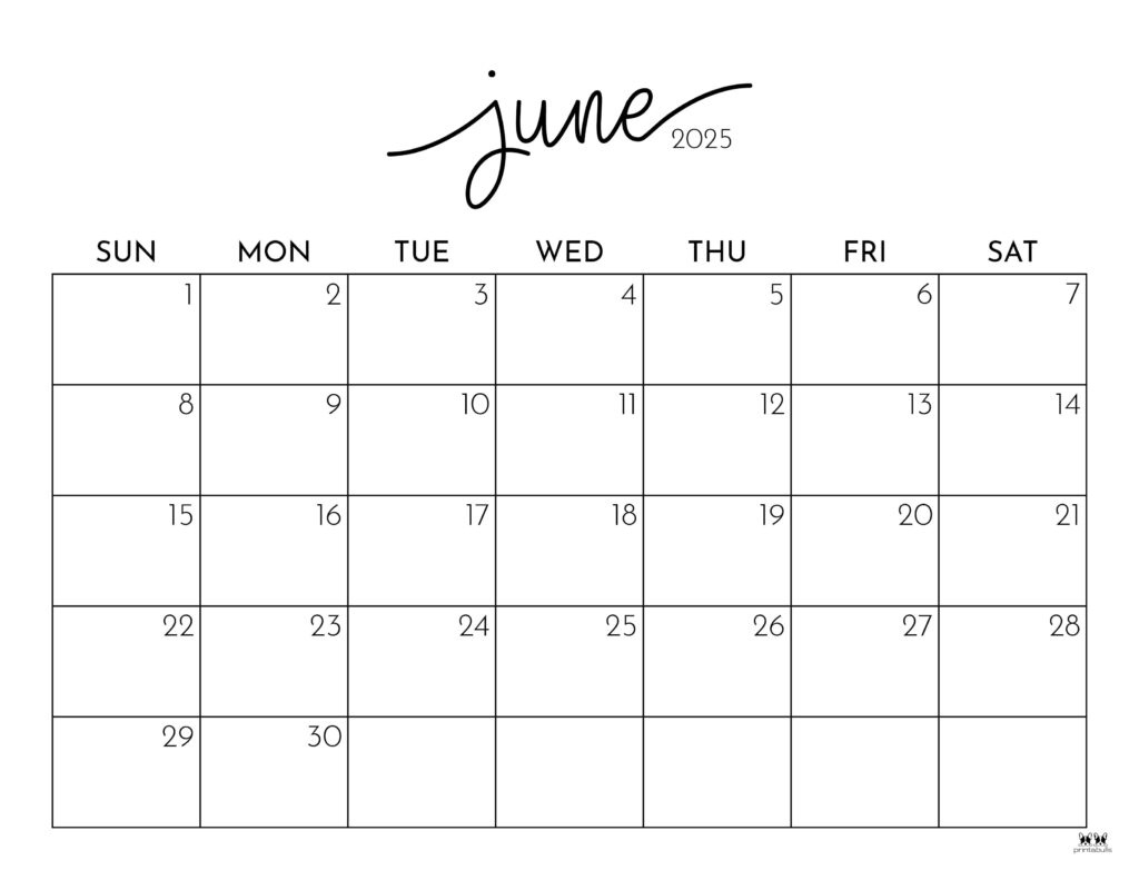 June 2025 Calendars - 107 Free Printables | Printabulls with Free Printable Calendars June 2025