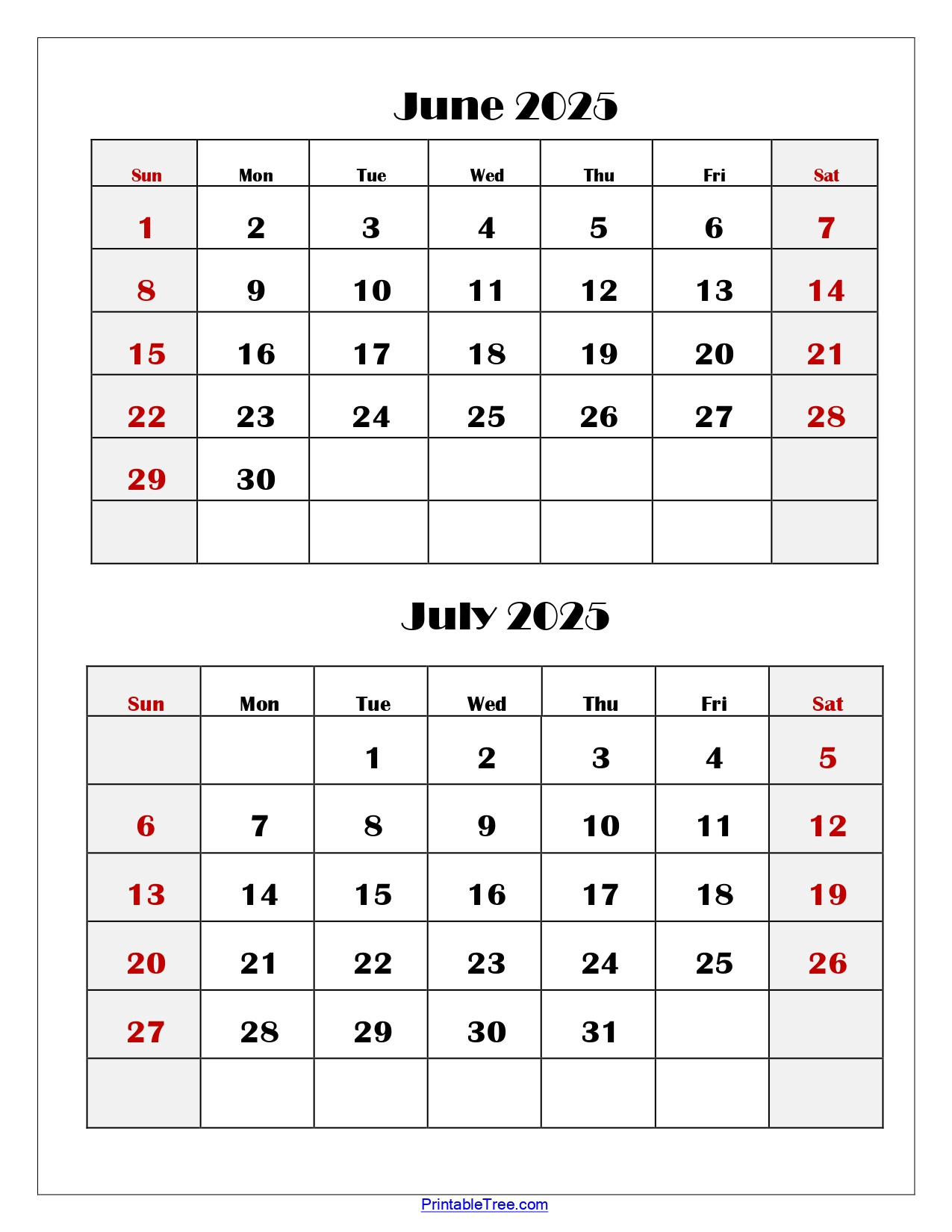June And July 2025 Calendar Printable Pdf | Two Months Calendar within Free Printable Calendar July 2025 To June 2025
