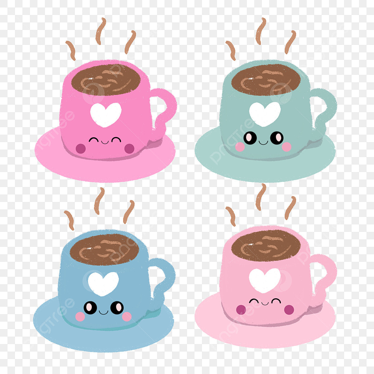 Kawaii Sticker Set Png Picture, Printable Coffee Tea Cup Sticker regarding FREE Printable Coffee Cup Clip Art