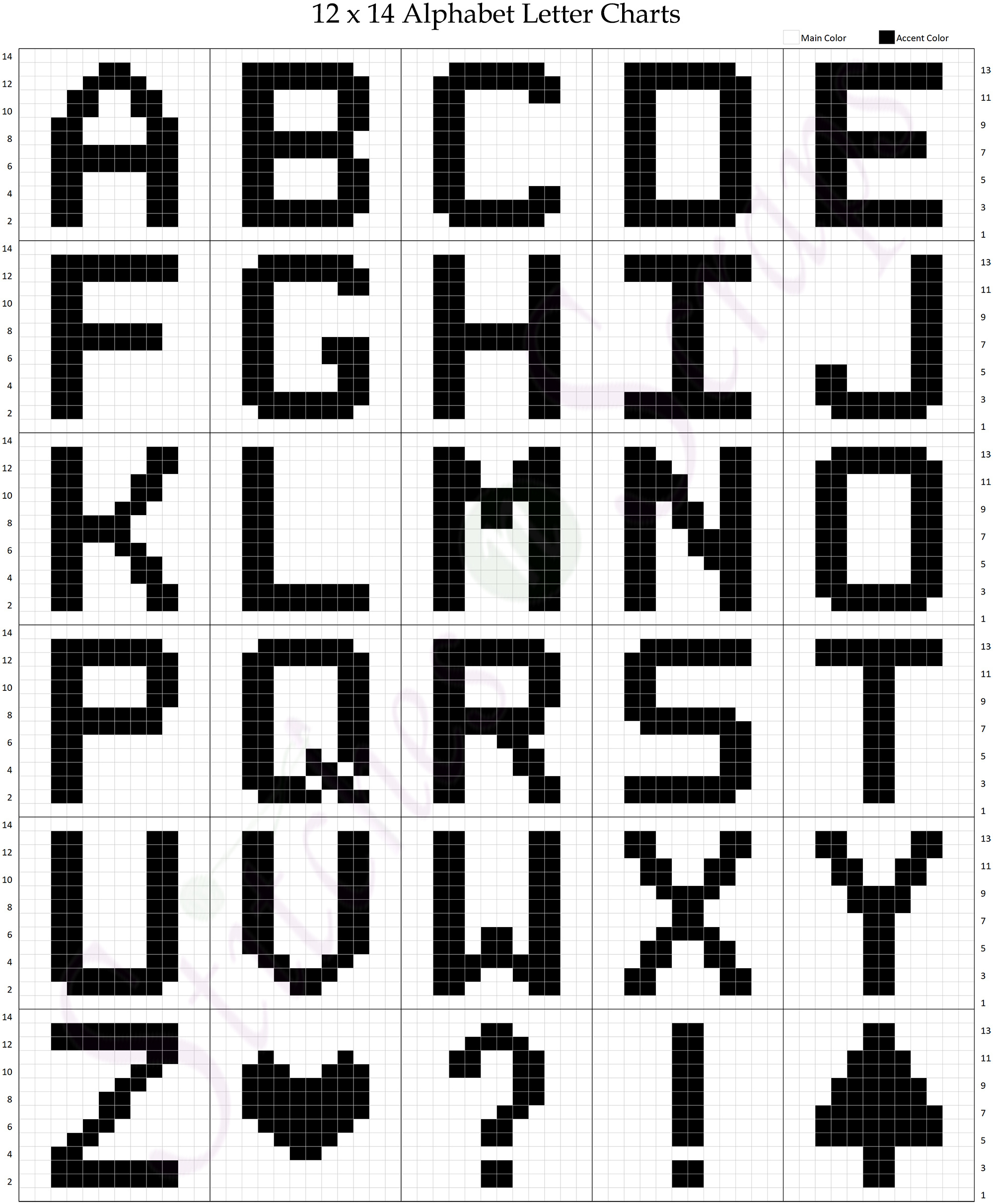 Letter Charts (Entire Alphabet! - 12 X 14) - Stitches N Scraps inside Free Printable Crochet Alphabet Patterns