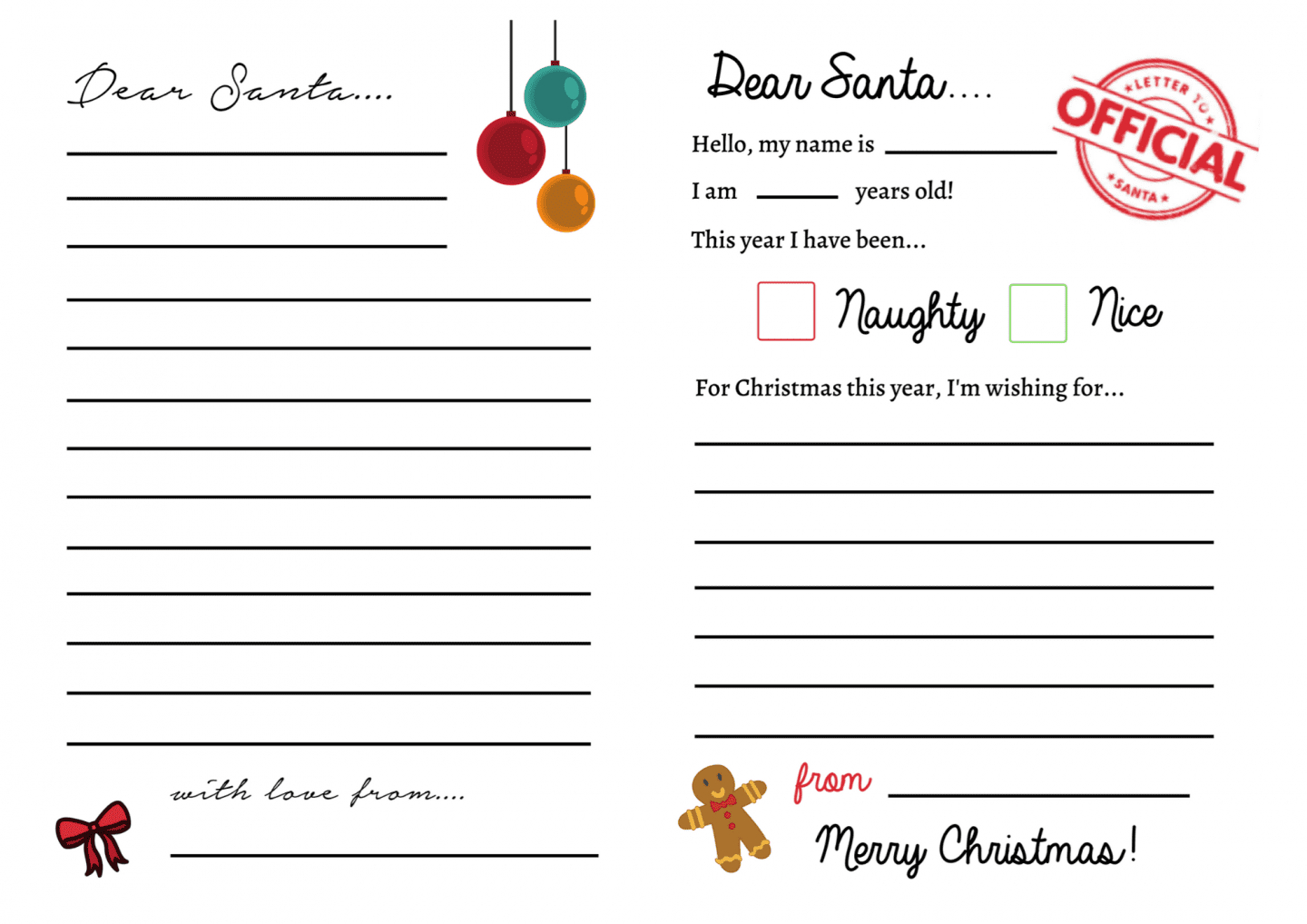Letters To Santa Templates {Free Printables} - Super Busy Mum within Free Printable Christmas Letter To Santa Template