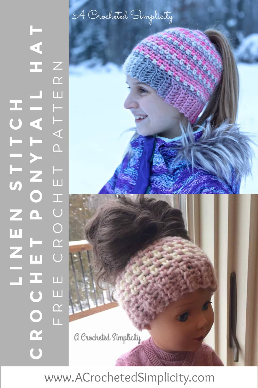 Linen Stitch Crochet Ponytail Hat With Video Tutorial - A within Free Printable Crochet Ponytail Hat Patterns
