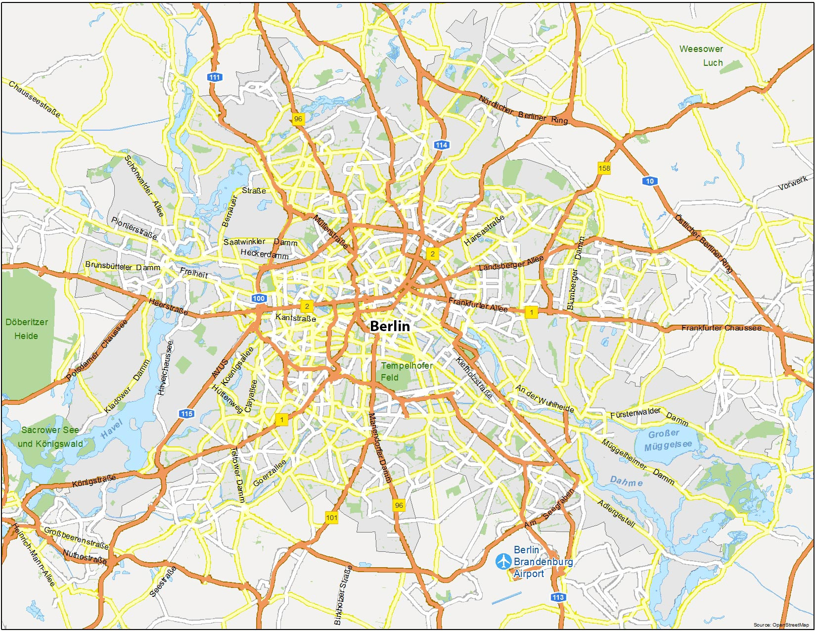 Map Of Berlin, Germany - Gis Geography regarding Free Printable City Street Maps
