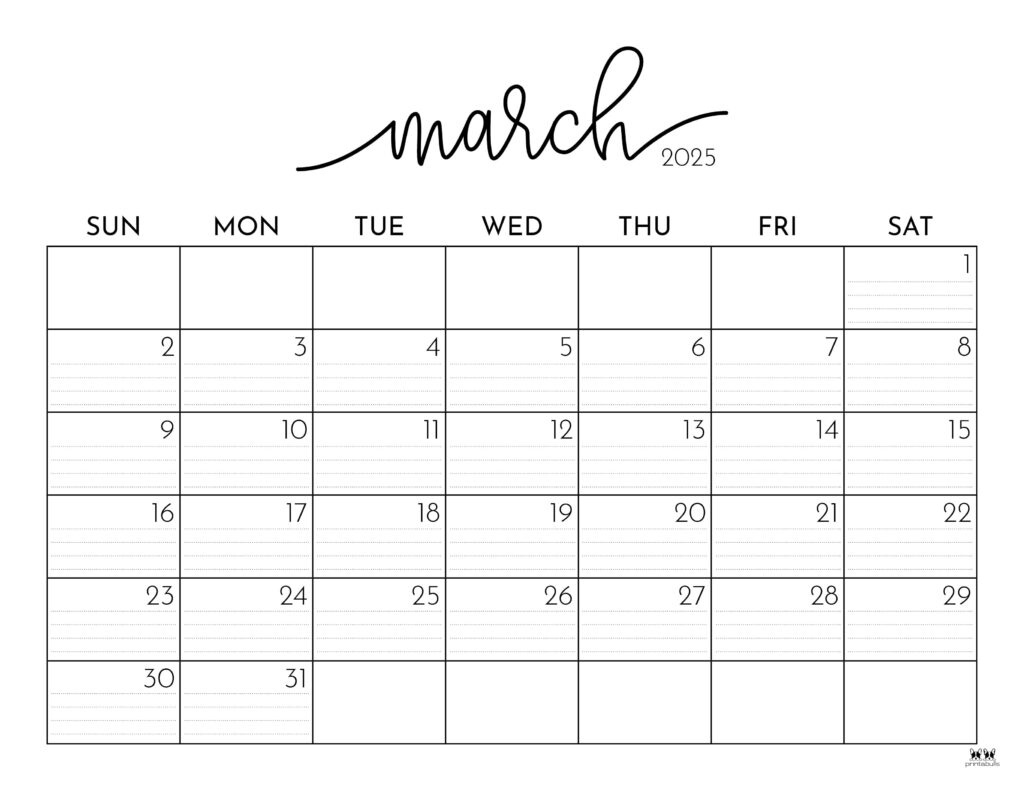 March 2025 Calendars - 107 Free Printables | Printabulls in Free Printable Calendar March 2025