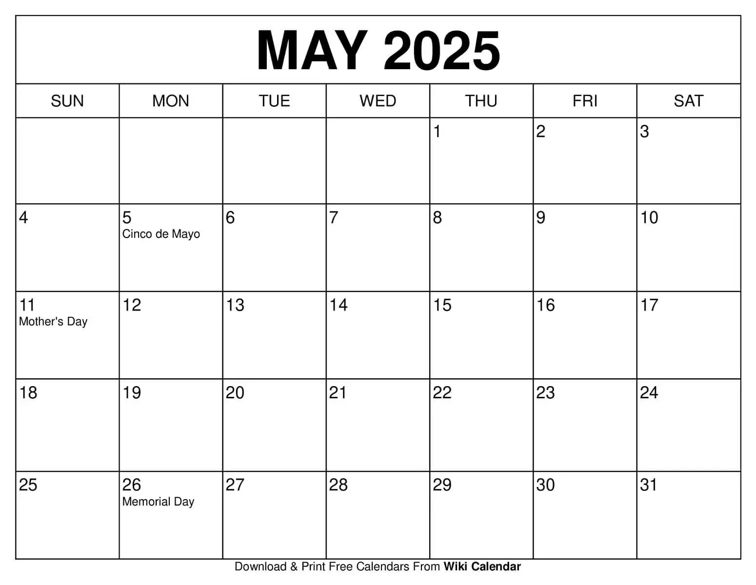 May 2025 Calendar - Printable Templates &amp;amp; More in FREE Printable Calendar May 2025
