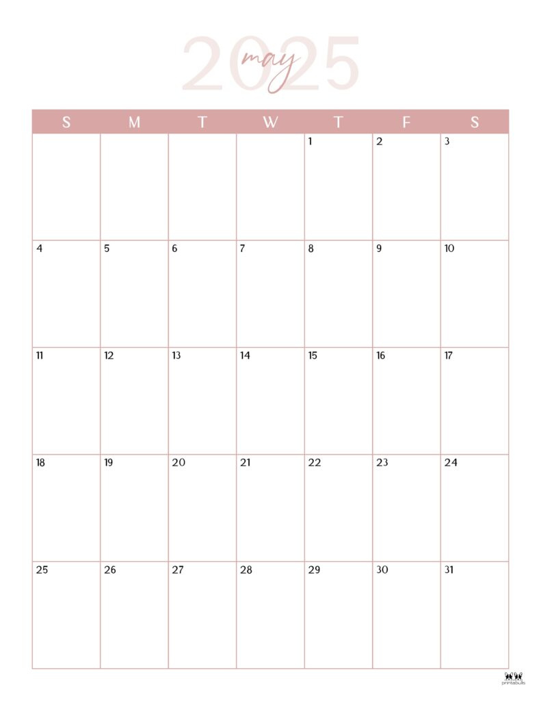 May 2025 Calendars - 107 Free Printables | Printabulls regarding FREE Printable Calendar Large Squares