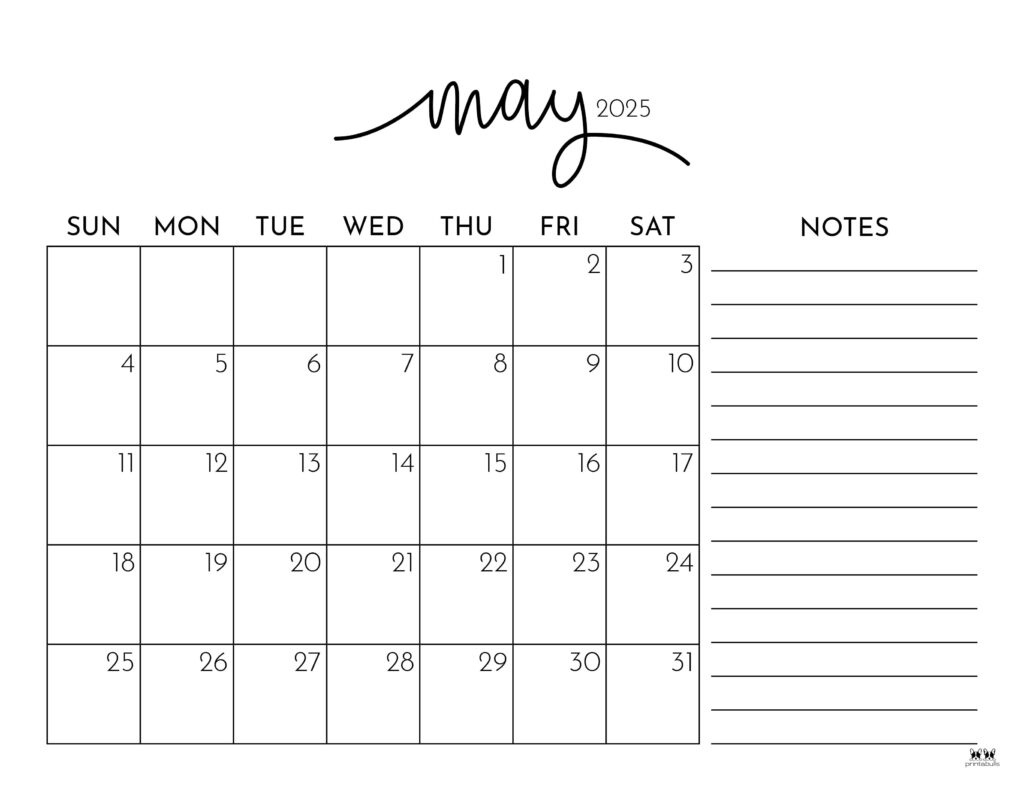 May 2025 Calendars - 107 Free Printables | Printabulls with FREE Printable Calendar May 2025